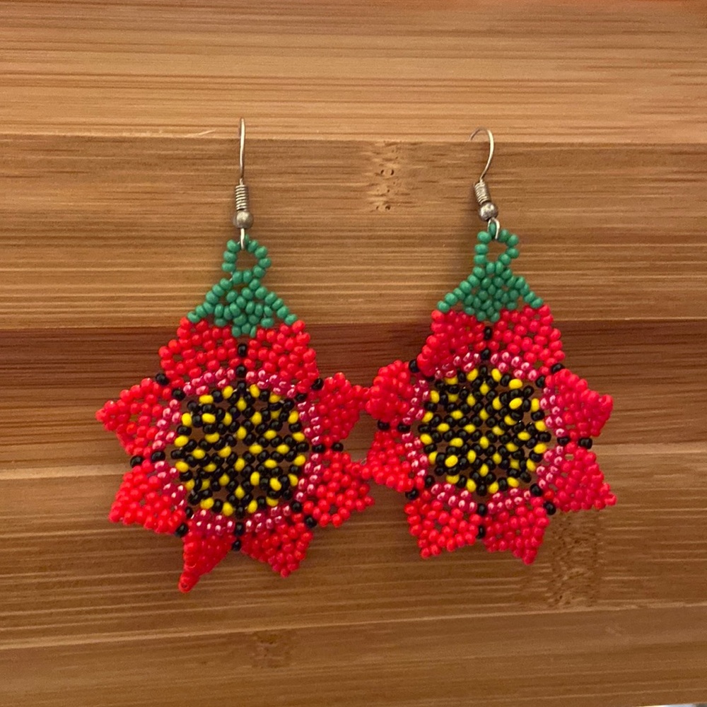 Hand beaded earring flowers